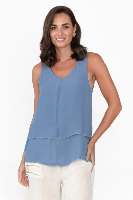 Alethia Steel Cotton Blend Layered Tank sold by Blue Bungalow