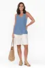 Alethia Steel Cotton Blend Layered Tank sold by Blue Bungalow