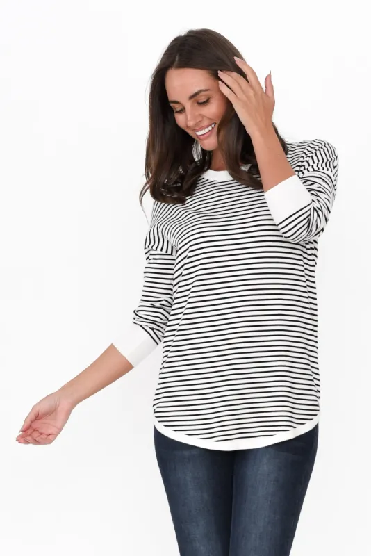 Sophie Black Stripe Knit Jumper sold by Blue Bungalow