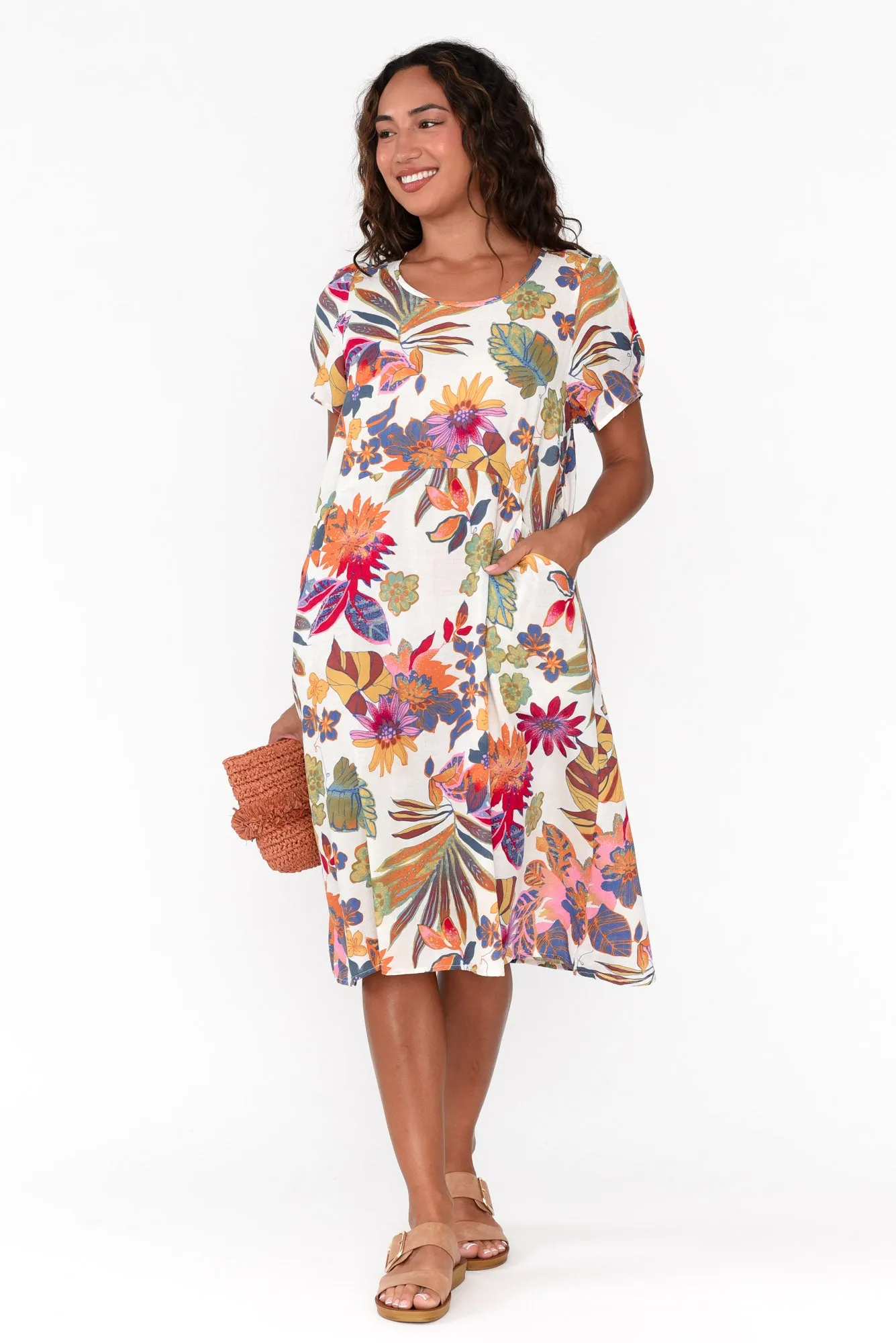 Kassa White Garden Pocket Dress sold by Blue Bungalow