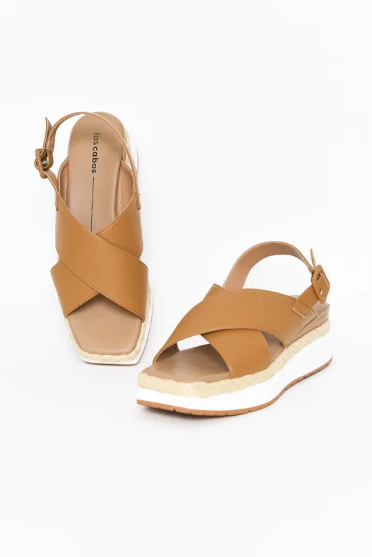 Page Tan Criss Cross Platform Sandal sold by Blue Bungalow