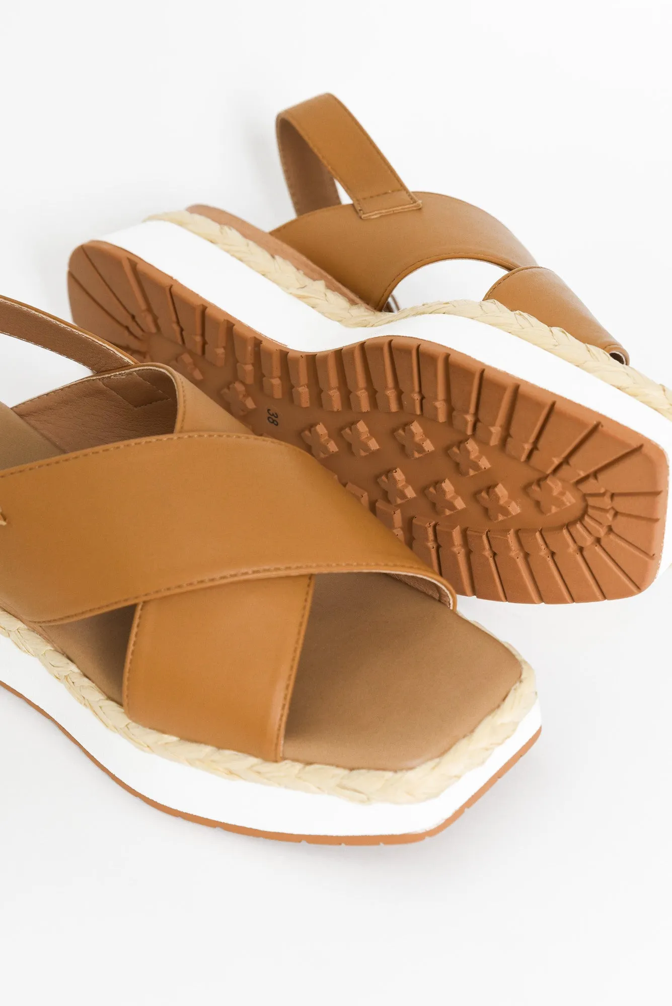 Page Tan Criss Cross Platform Sandal sold by Blue Bungalow product image thumbnail 4
