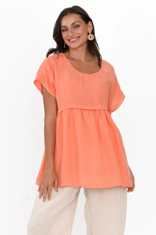 Elden Orange Linen Top sold by Blue Bungalow