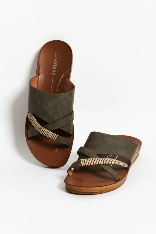 Bride Khaki Crossover Slide sold by Blue Bungalow