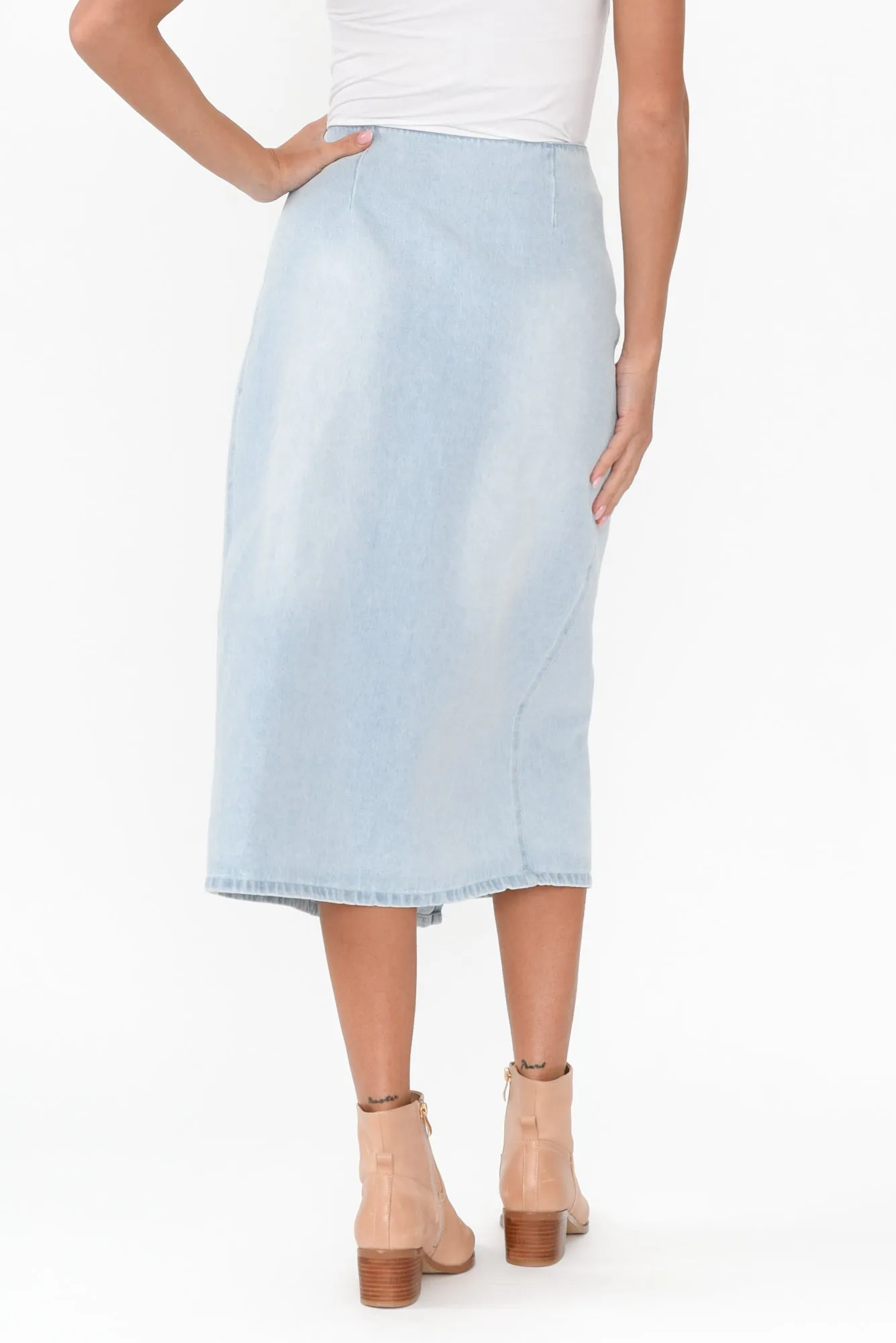 Flight Light Blue Denim Wrap Skirt sold by Blue Bungalow product image thumbnail 5