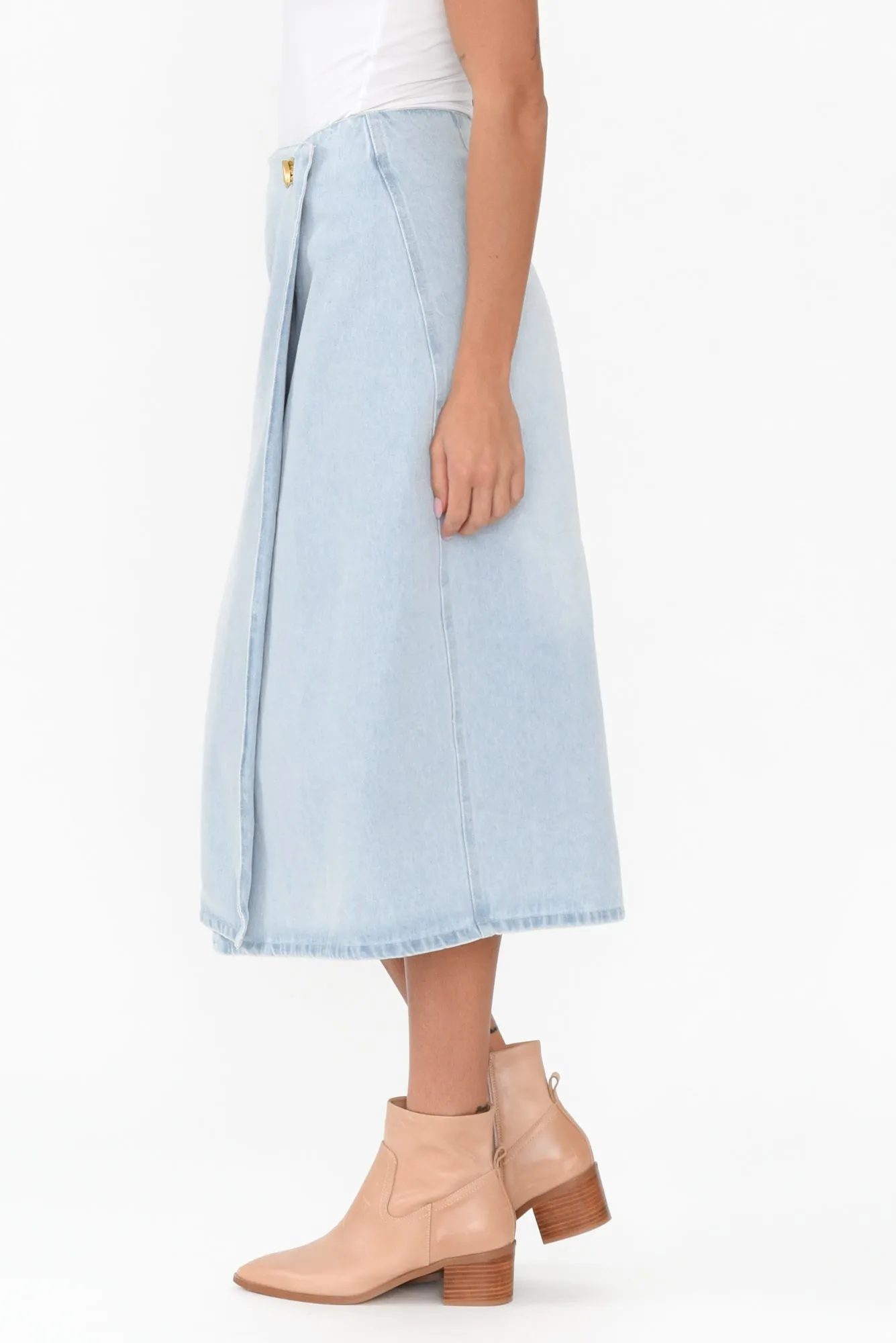 Flight Light Blue Denim Wrap Skirt sold by Blue Bungalow product image thumbnail 4