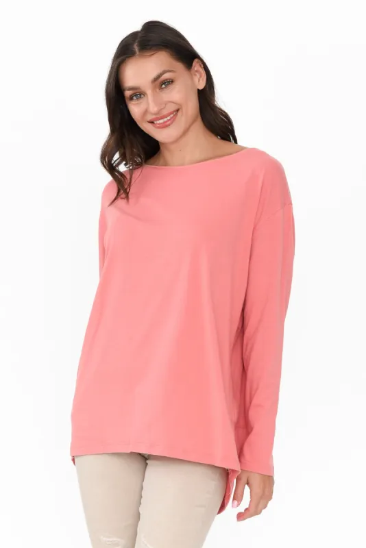 Moya Peach Cotton Hi Lo Top sold by Blue Bungalow