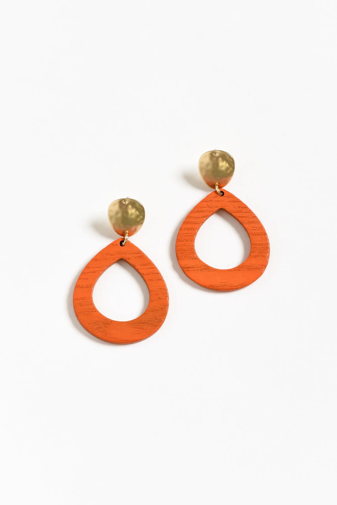Tinsley Orange Wood Earrings sold by Blue Bungalow