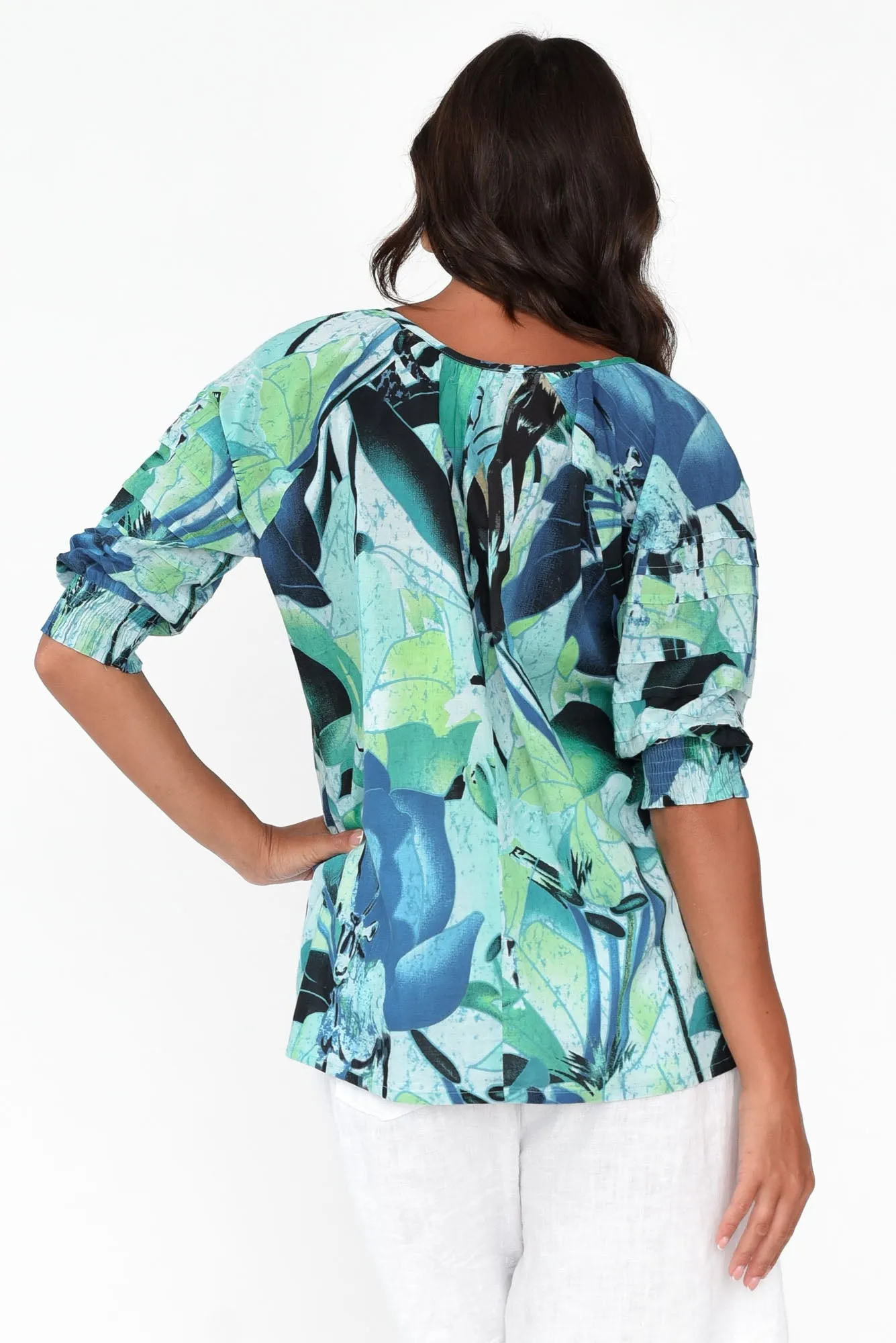 Priella Blue Jungle Cotton Top sold by Blue Bungalow product image thumbnail 4