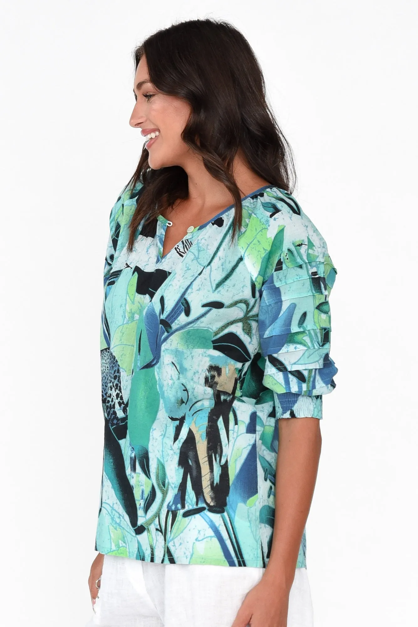Priella Blue Jungle Cotton Top sold by Blue Bungalow product image thumbnail 3