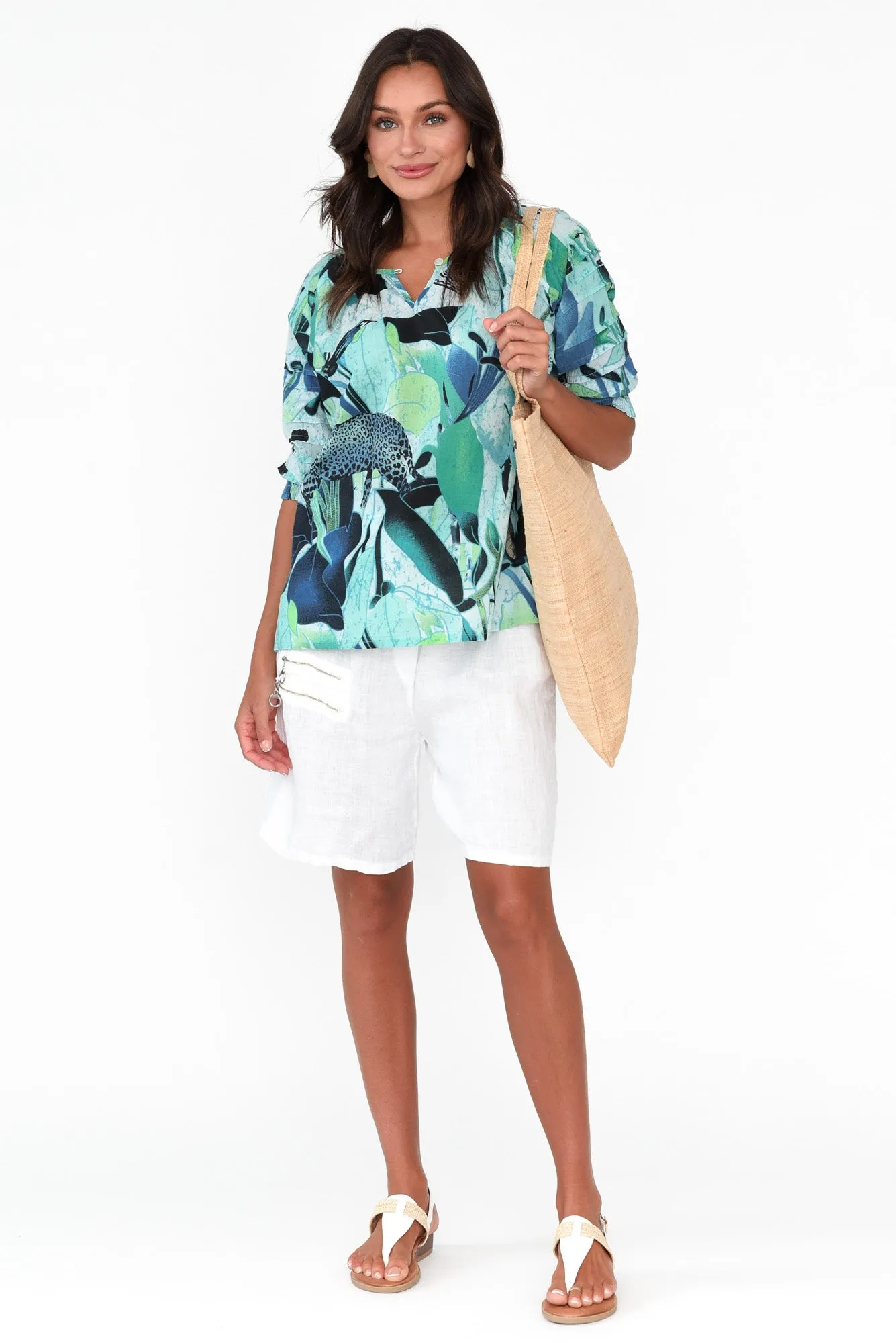 Priella Blue Jungle Cotton Top sold by Blue Bungalow product image thumbnail 2