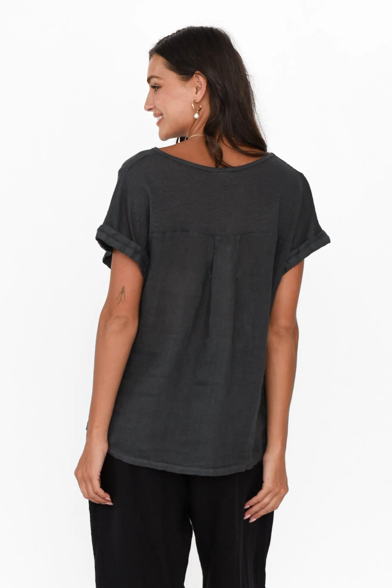 Anna Charcoal Linen Tee sold by Blue Bungalow product image thumbnail 4