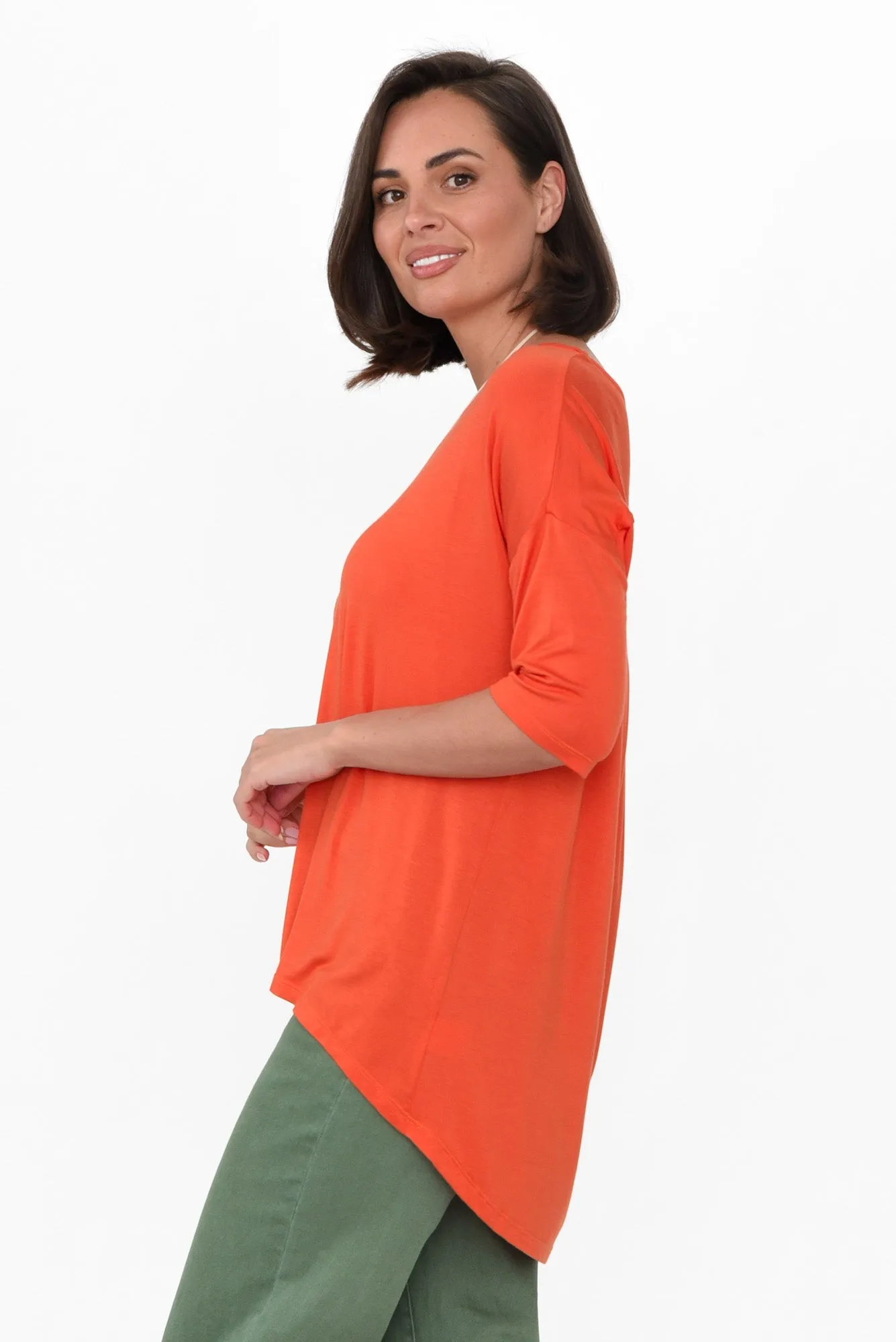 Brielle Orange Bamboo V Neck Top sold by Blue Bungalow product image thumbnail 3