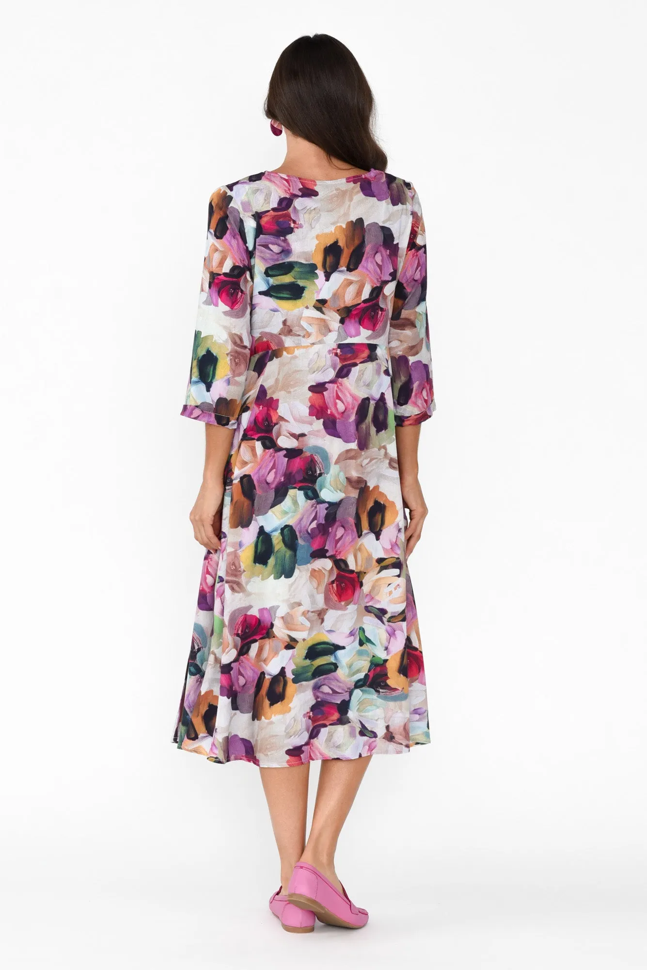 Shira Purple Floral Cotton Blend Dress sold by Blue Bungalow product image thumbnail 5