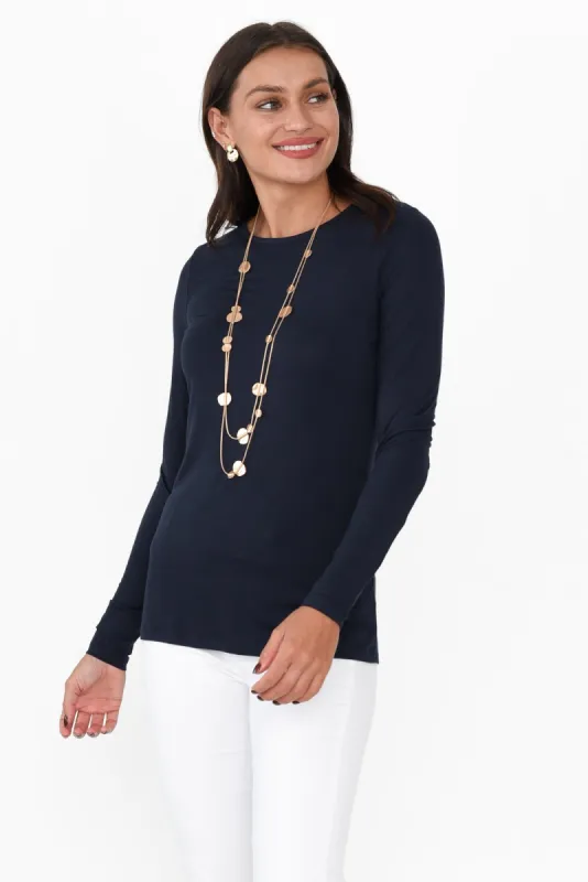 Jett Navy Bamboo Long Sleeve Top sold by Blue Bungalow