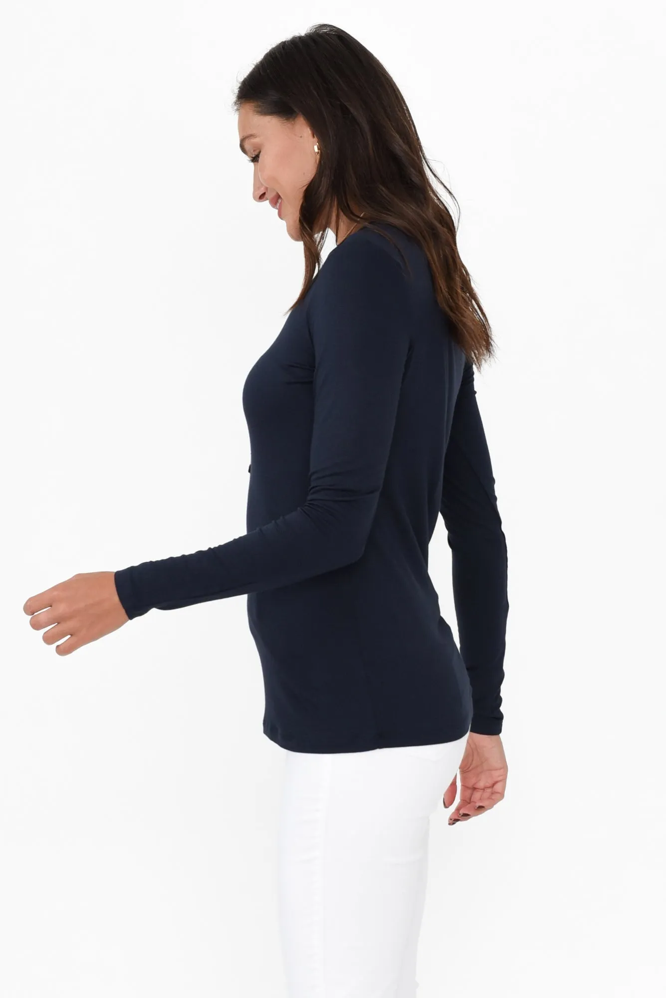 Jett Navy Bamboo Long Sleeve Top sold by Blue Bungalow product image thumbnail 3