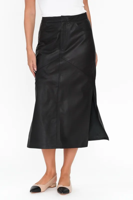 Underground Black Leather Split Skirt sold by Blue Bungalow