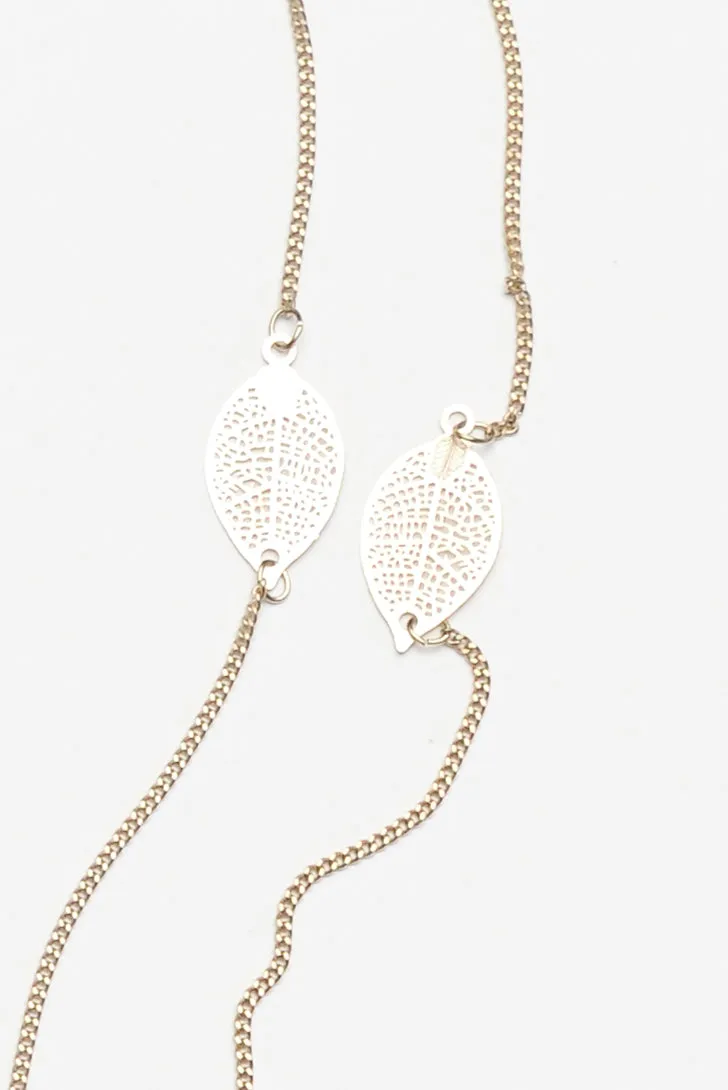 Stem Gold Leaf Fine Chain Necklace sold by Blue Bungalow product image thumbnail 3