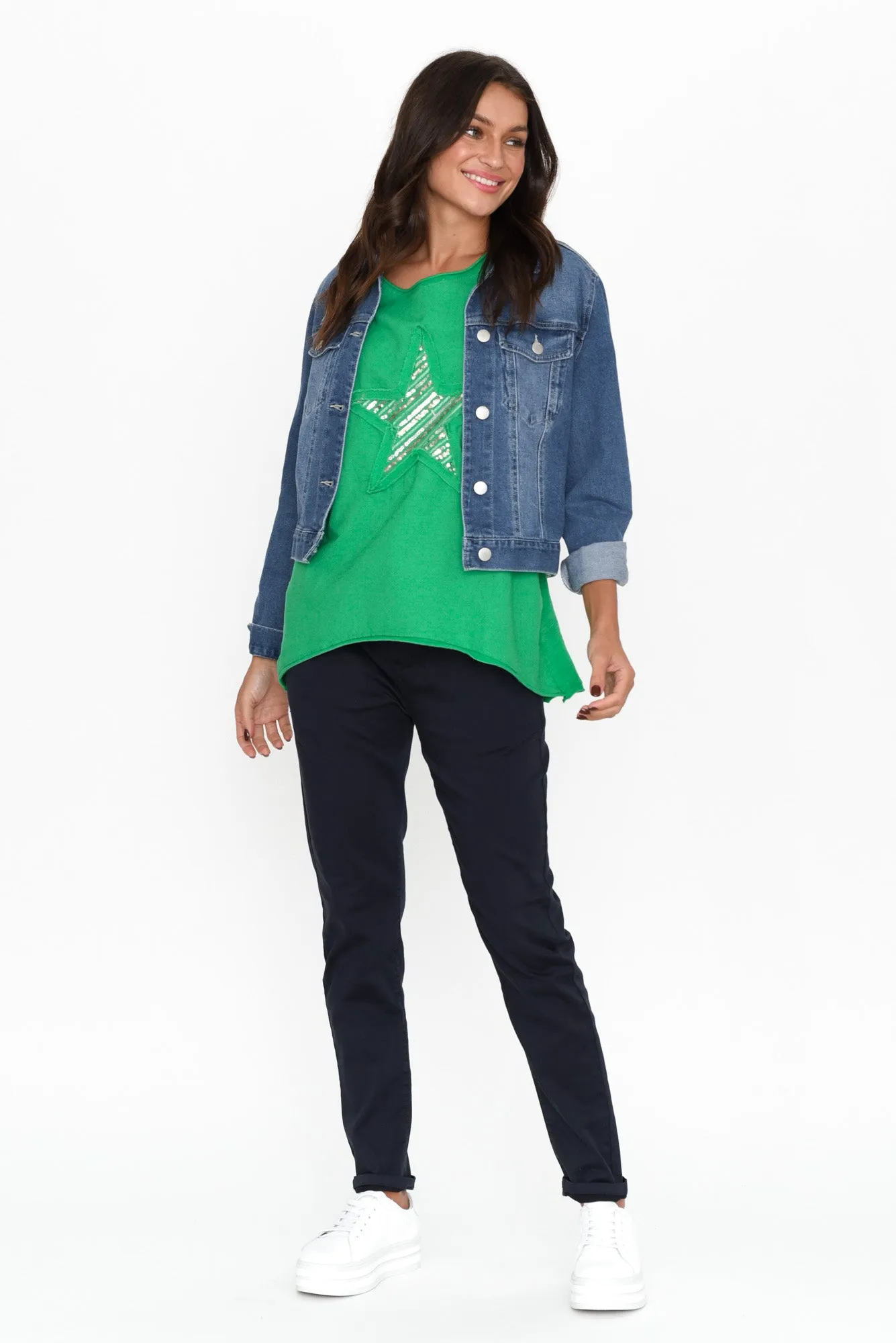 Kassidy Emerald Star Sequin Tee sold by Blue Bungalow product image thumbnail 3