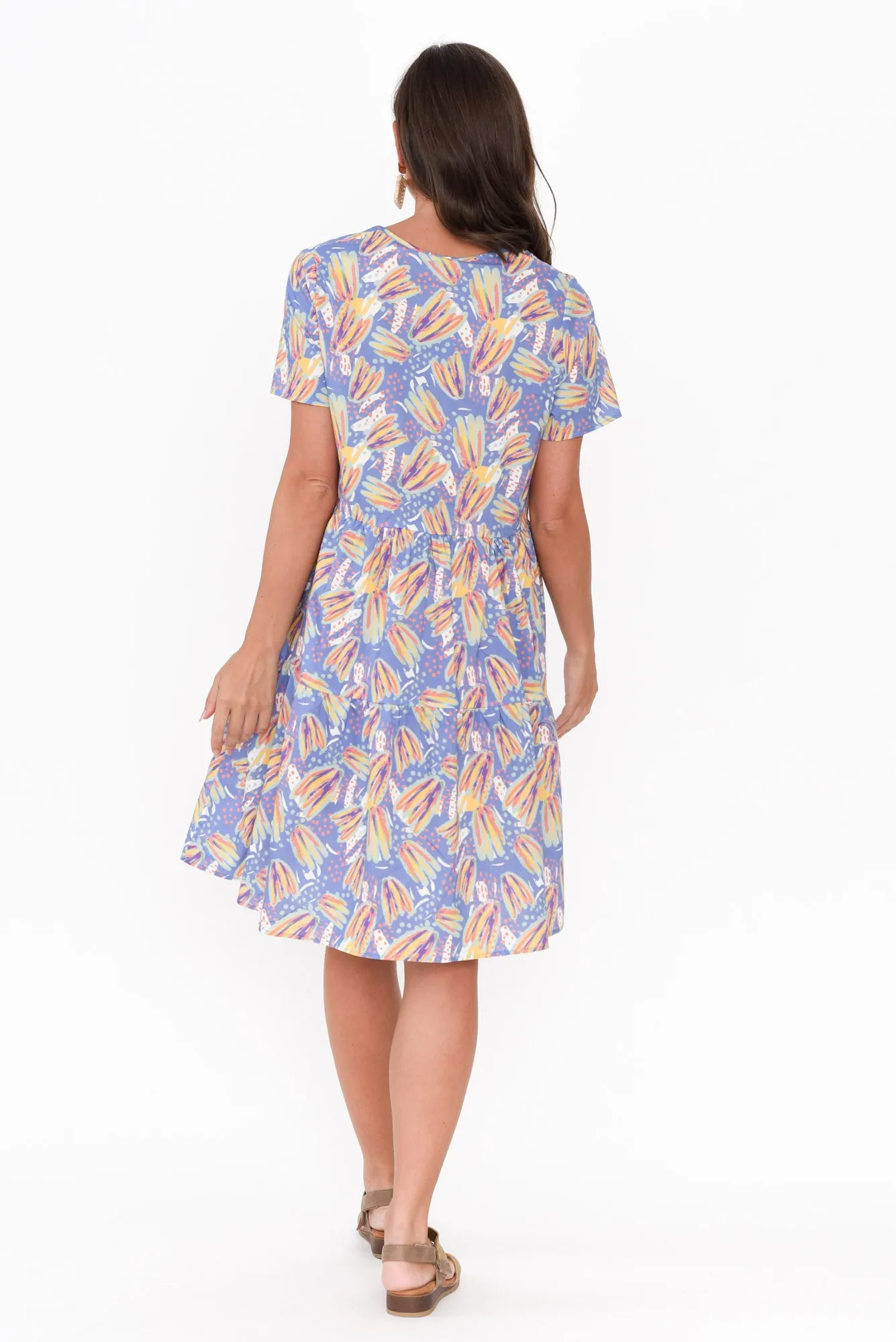 Kienna Blue Abstract Cotton Poplin Dress sold by Blue Bungalow product image thumbnail 4