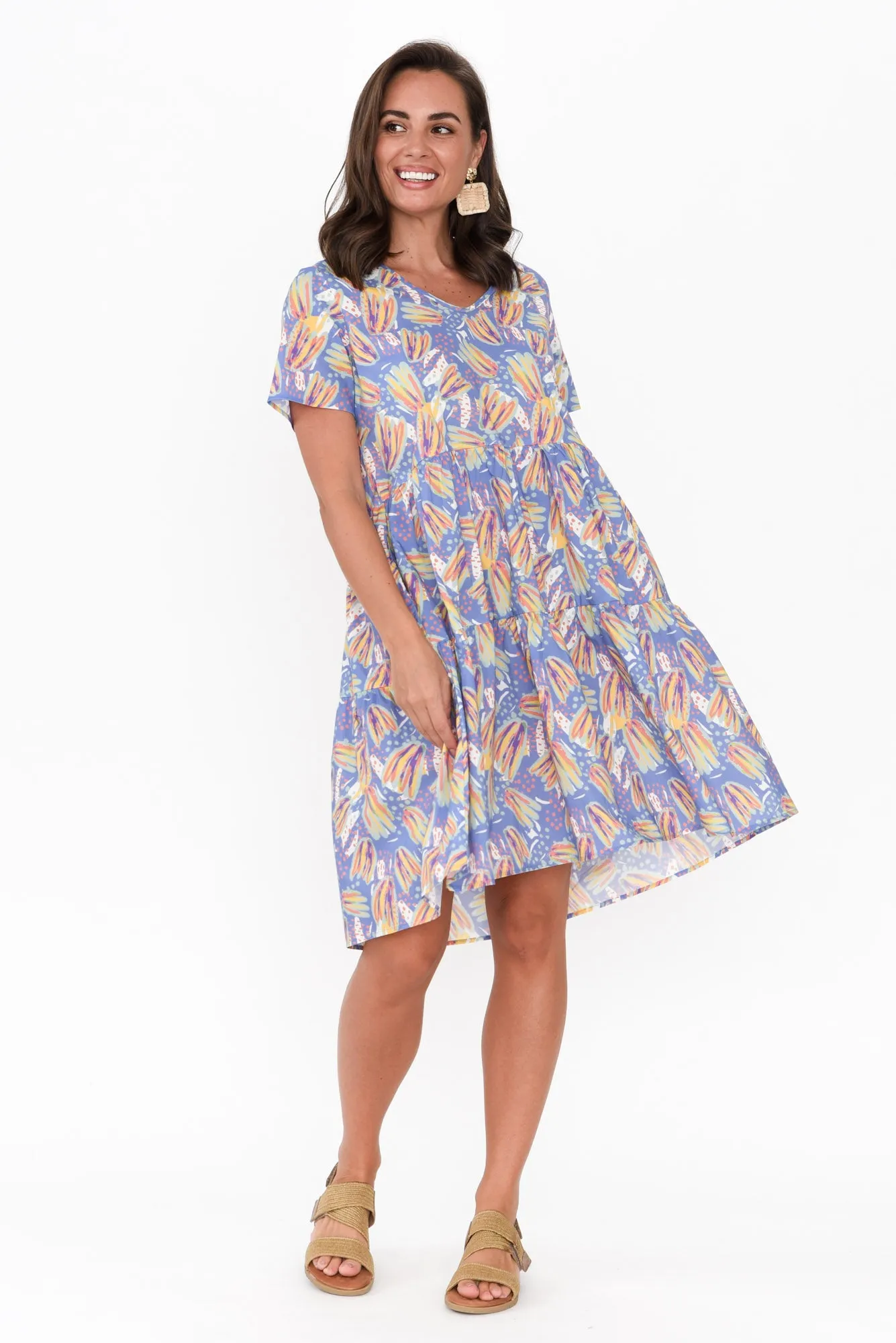 Kienna Blue Abstract Cotton Poplin Dress sold by Blue Bungalow product image thumbnail 2