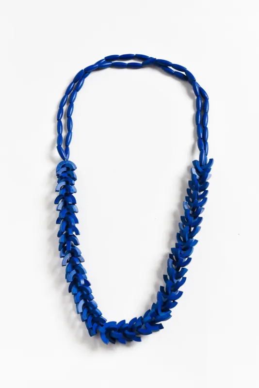 Sidonia Blue Wooden Bead Necklace sold by Blue Bungalow