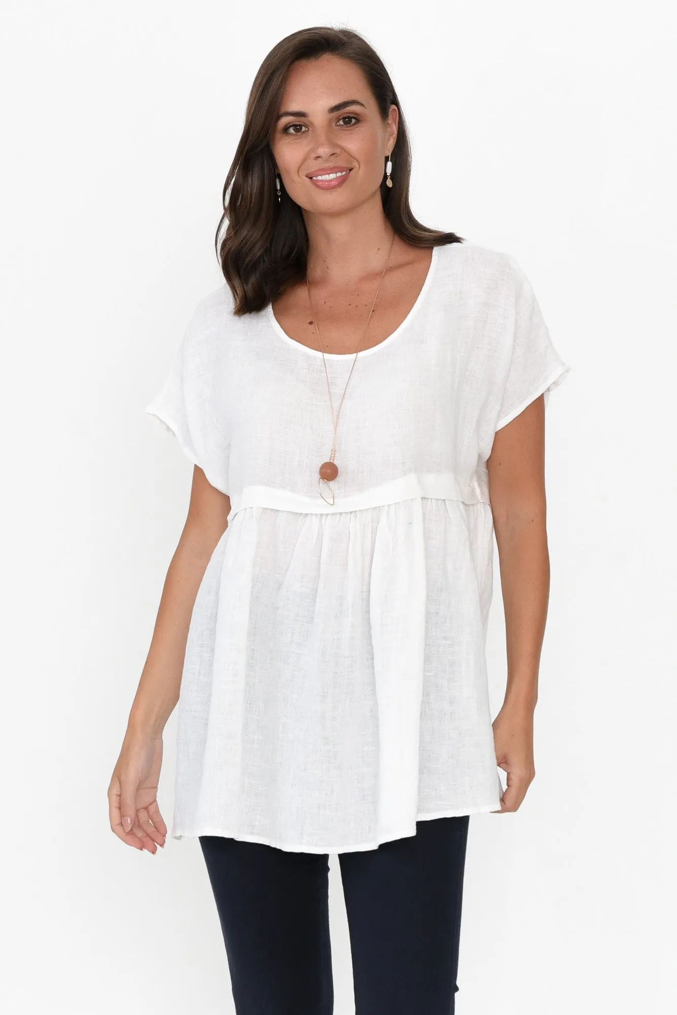 Elden White Linen Top sold by Blue Bungalow
