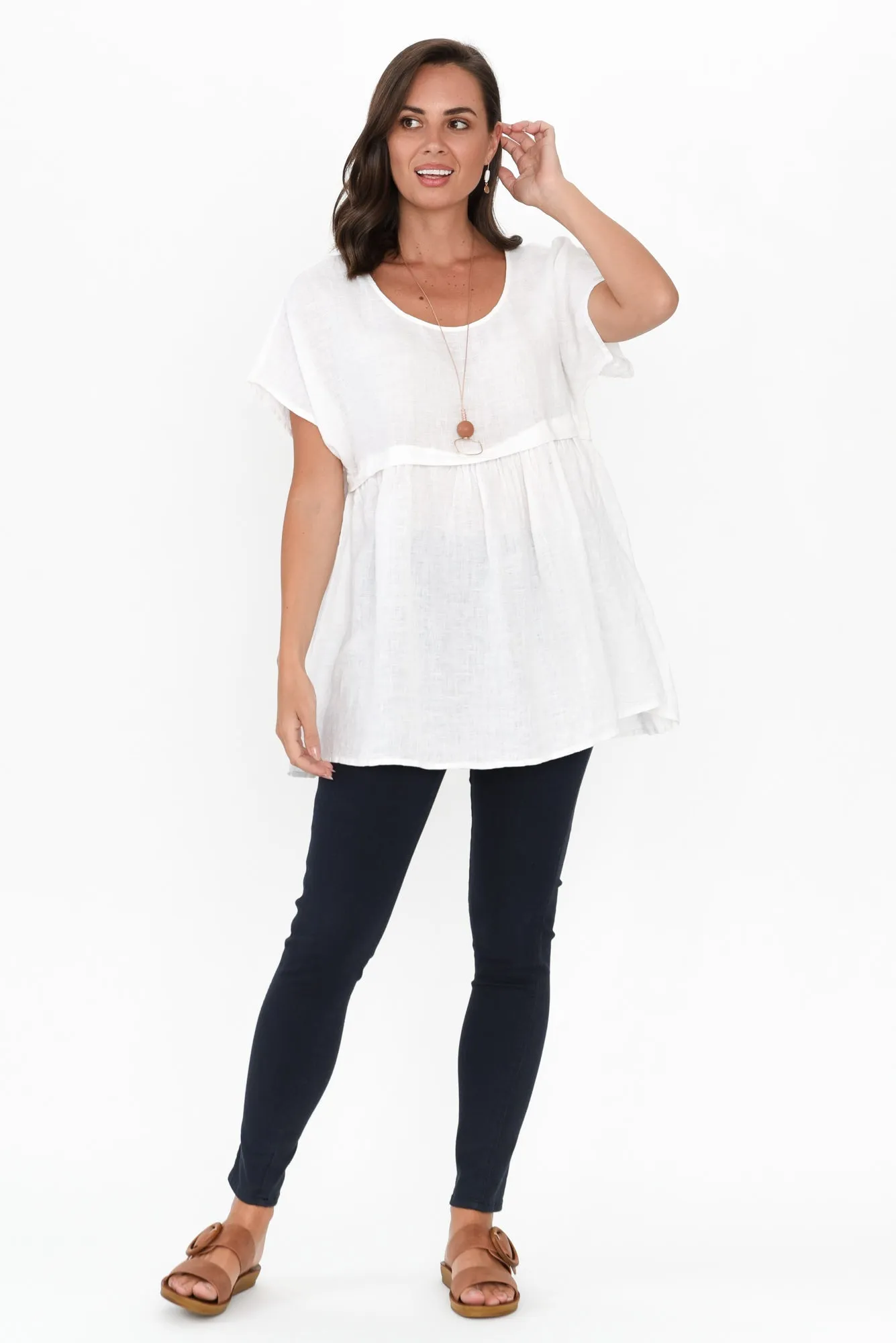 Elden White Linen Top sold by Blue Bungalow product image thumbnail 2