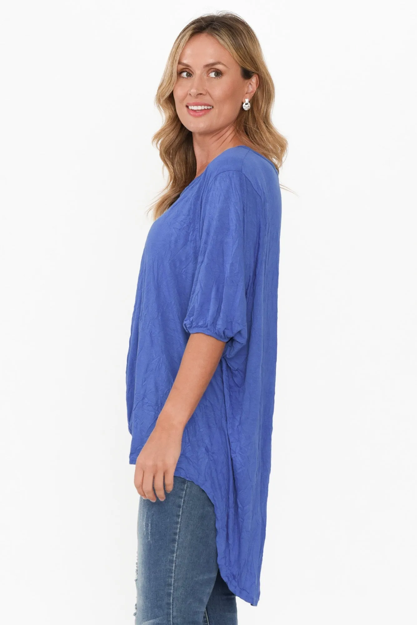 Agnes Cobalt Crinkle Cotton Hi Lo Top sold by Blue Bungalow product image thumbnail 4
