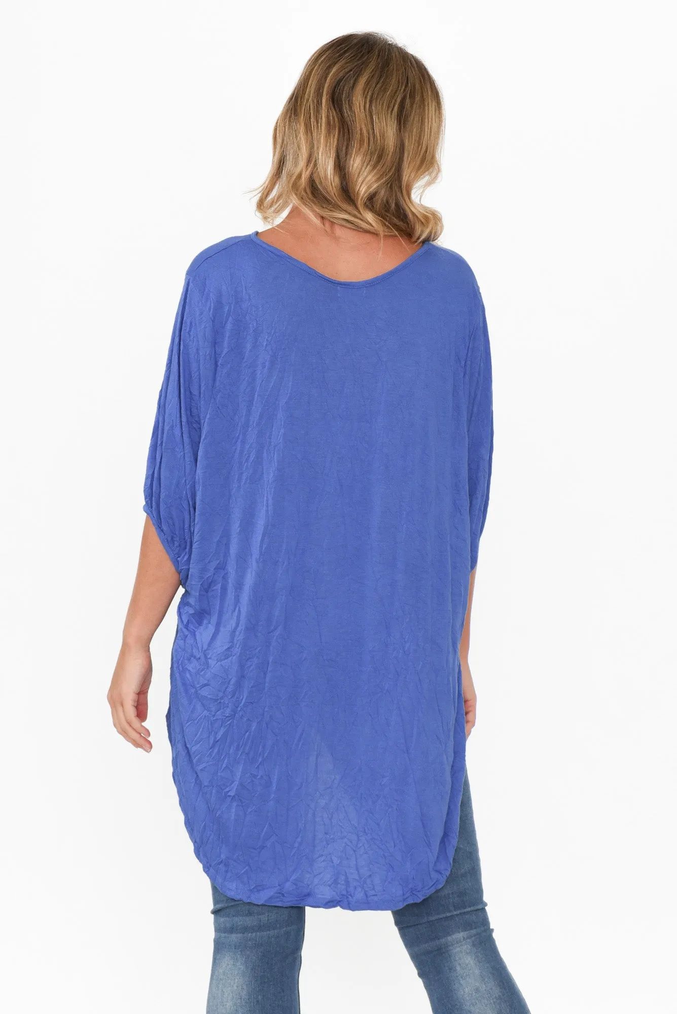 Agnes Cobalt Crinkle Cotton Hi Lo Top sold by Blue Bungalow product image thumbnail 5