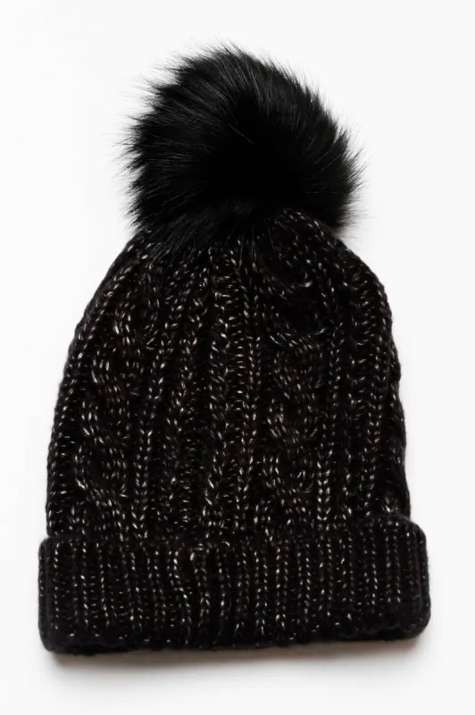 Stormie Black Pom Pom Beanie sold by Blue Bungalow