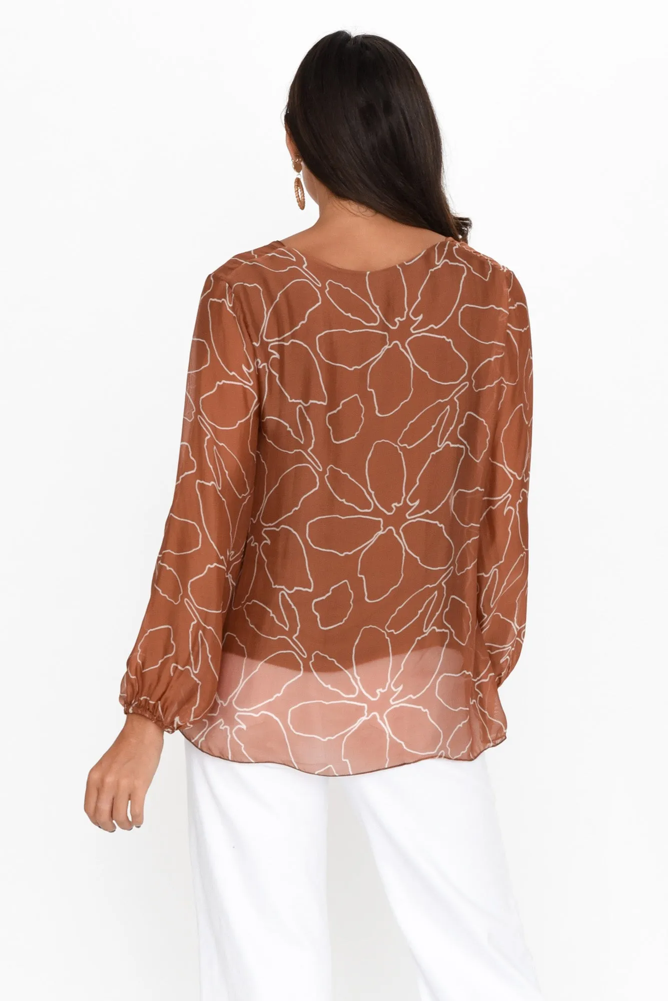 Lavie Rust Bloom Silk Tie Top sold by Blue Bungalow product image thumbnail 5