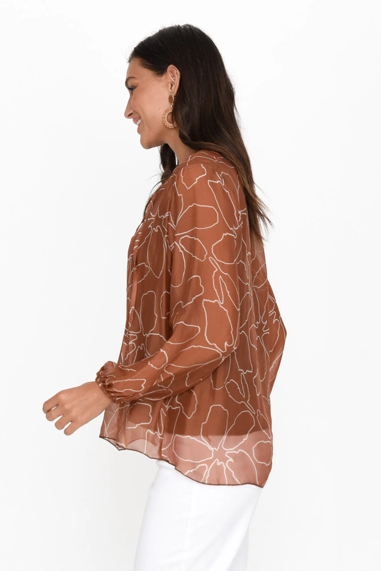 Lavie Rust Bloom Silk Tie Top sold by Blue Bungalow product image thumbnail 3