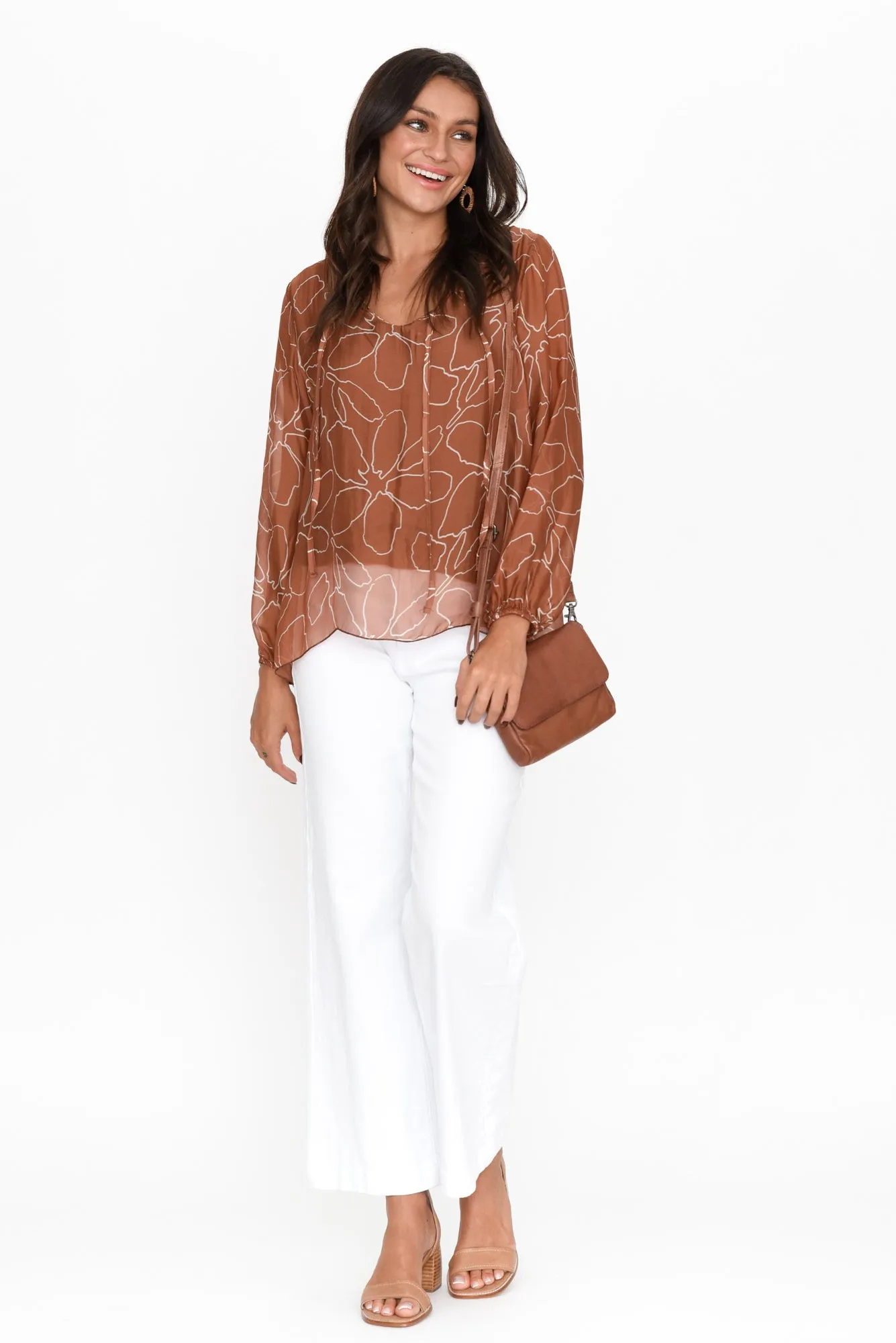 Lavie Rust Bloom Silk Tie Top sold by Blue Bungalow product image thumbnail 2