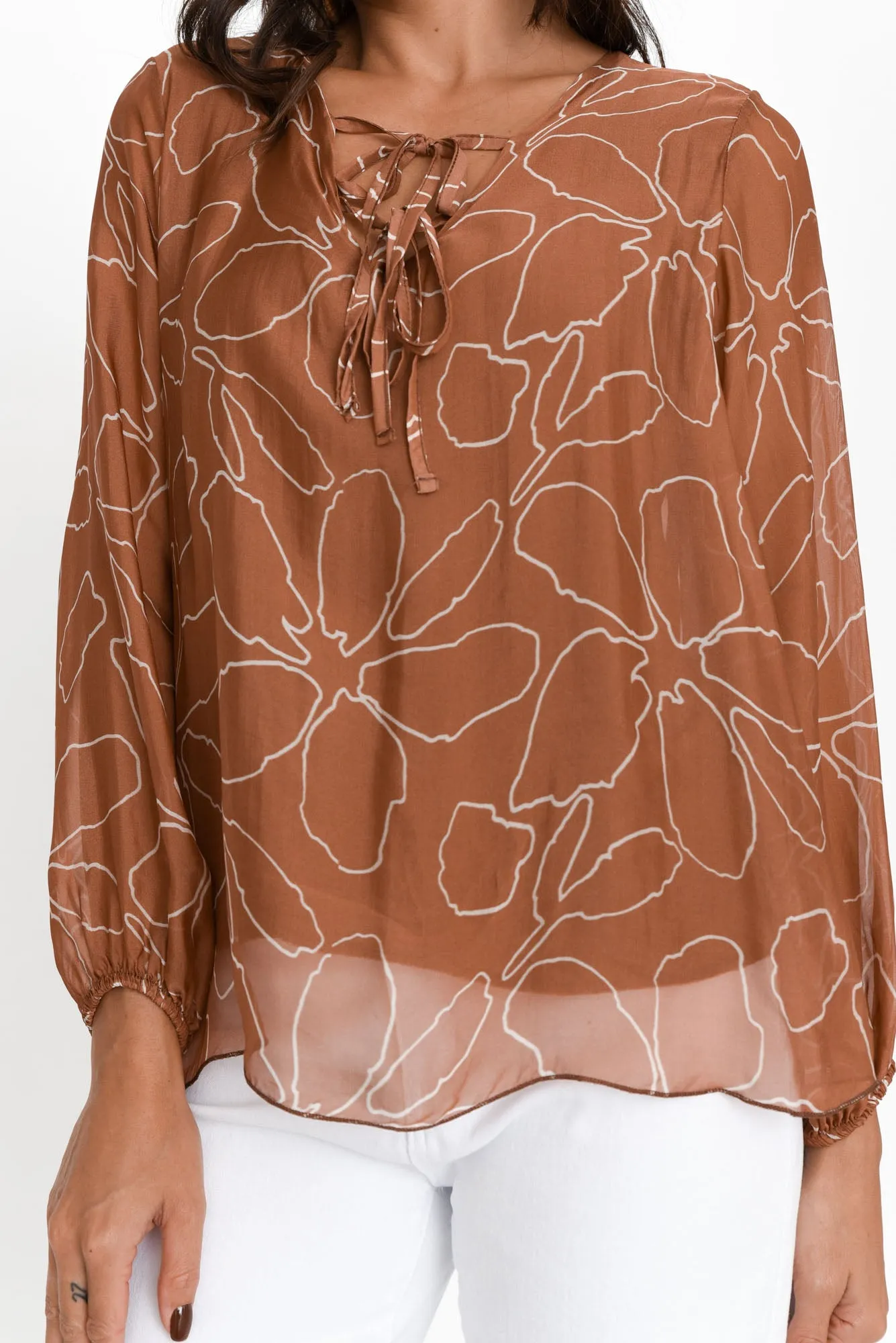 Lavie Rust Bloom Silk Tie Top sold by Blue Bungalow product image thumbnail 4