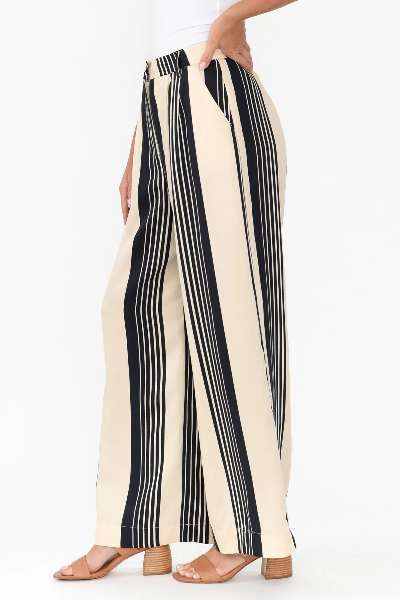 Heartstopper Navy Stripe Lyocell Pants sold by Blue Bungalow product image thumbnail 4