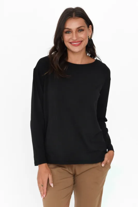 Moya Black Cotton Hi Lo Top sold by Blue Bungalow