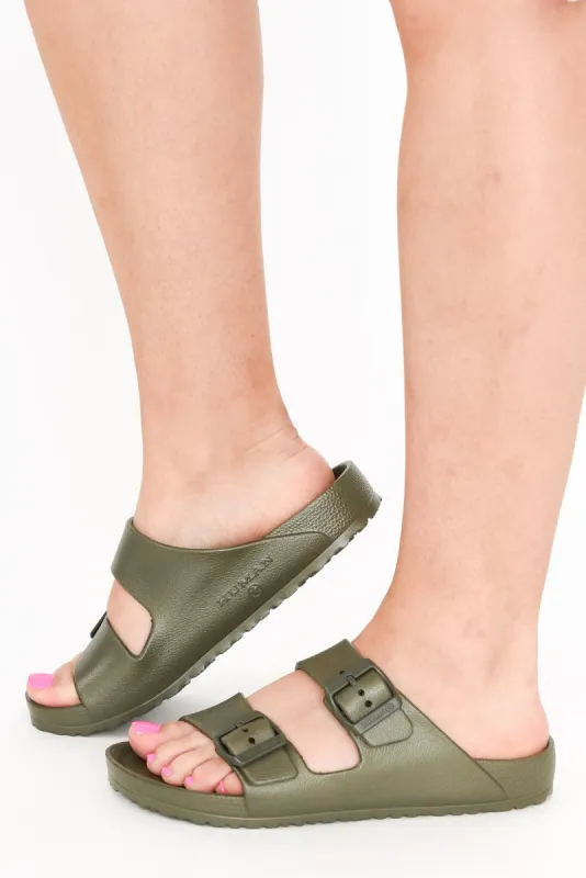 Ripe Deep Khaki Buckle Slide sold by Blue Bungalow