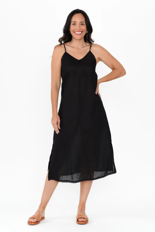 Black Cotton Maxi Slip Dress sold by Blue Bungalow
