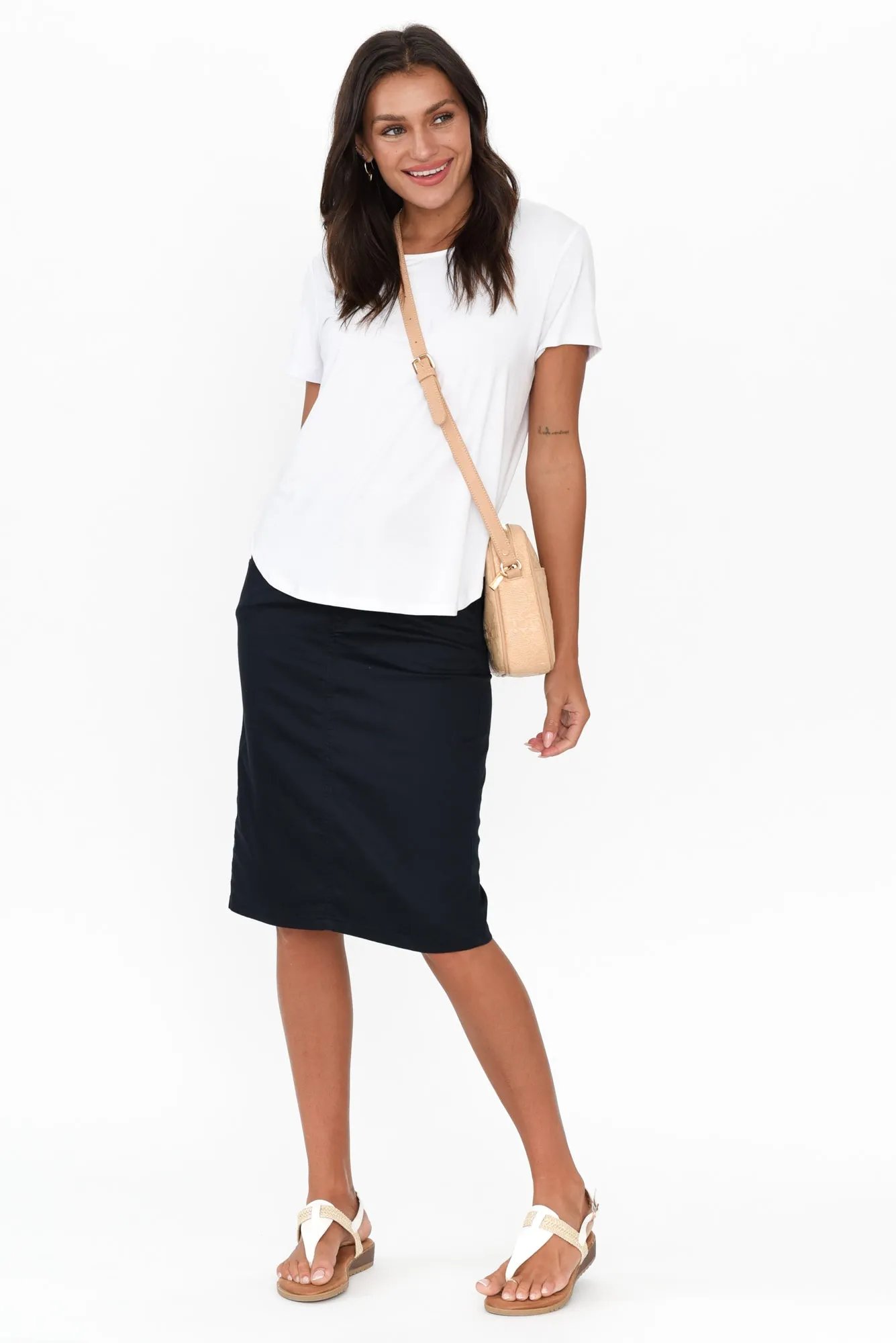 Palin Navy Zip Front Skirt sold by Blue Bungalow product image thumbnail 2