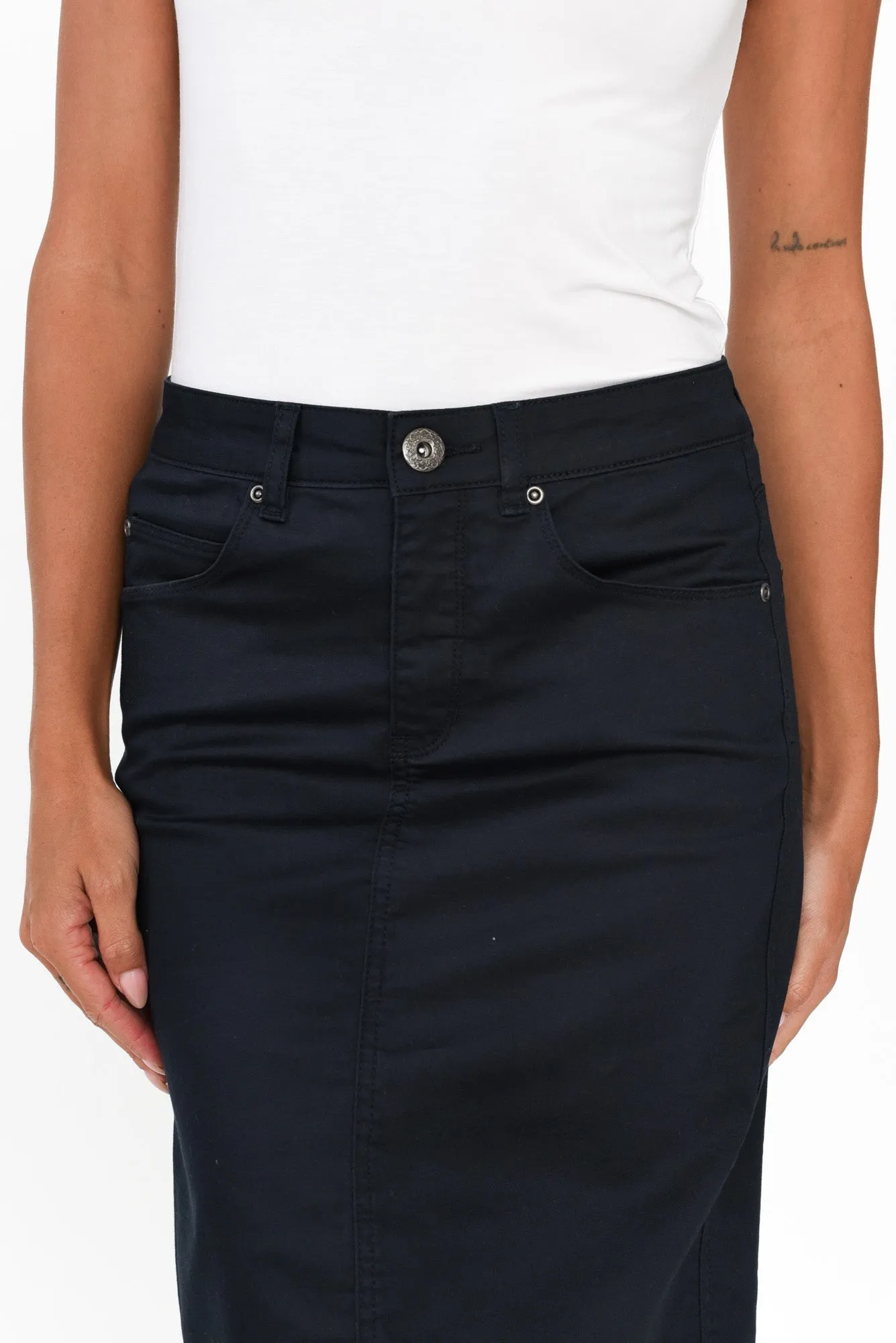 Palin Navy Zip Front Skirt sold by Blue Bungalow product image thumbnail 3