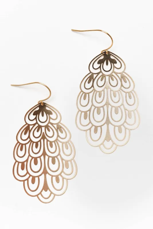 Janie Gold Peacock Earrings sold by Blue Bungalow
