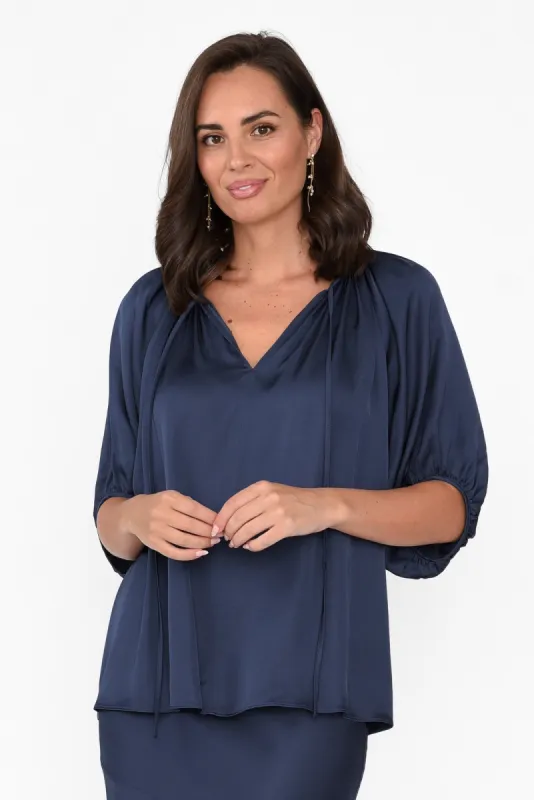 Ignite Navy Gathered Tie Top sold by Blue Bungalow