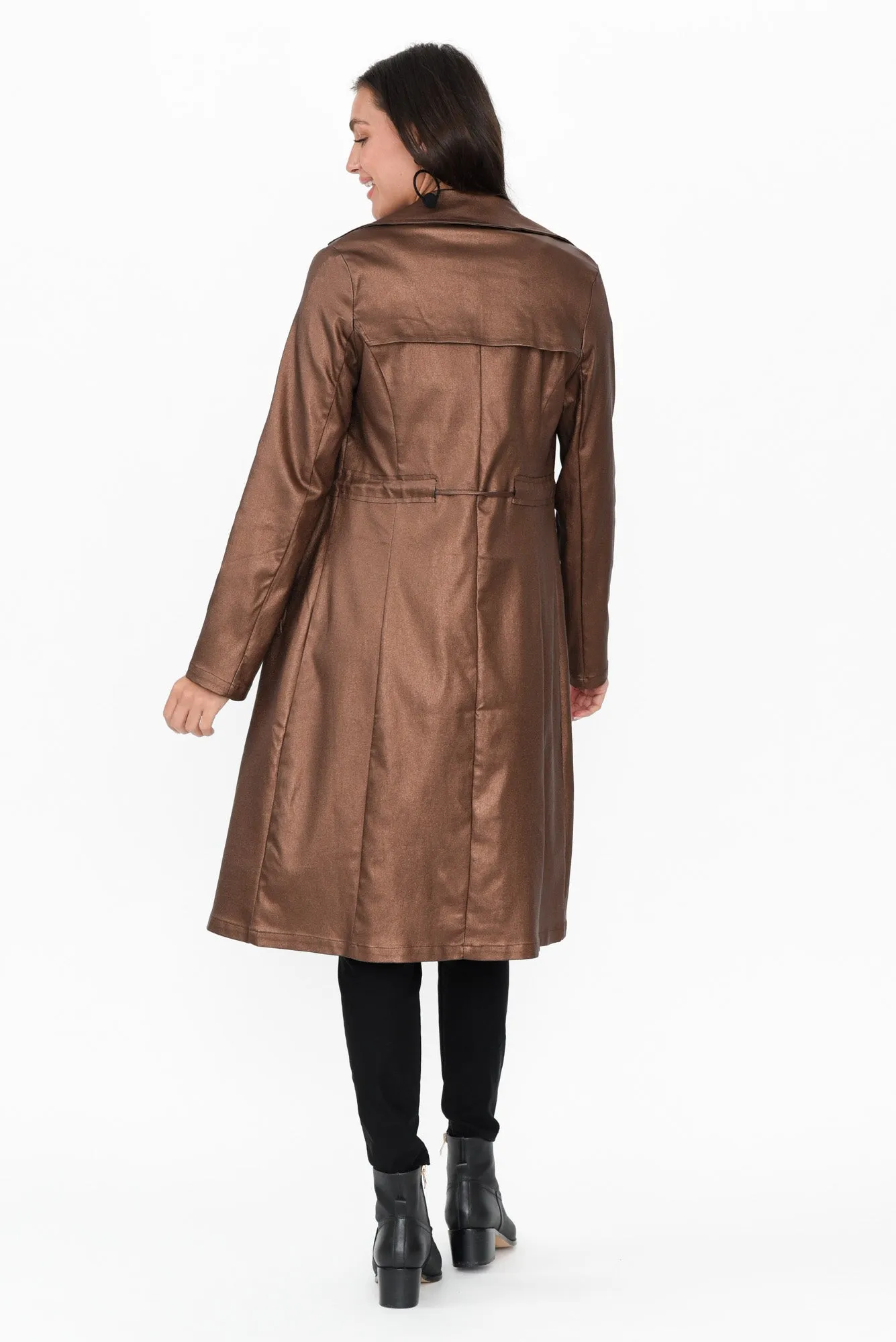 Rois Bronze Faux Leather Trench Coat sold by Blue Bungalow product image thumbnail 4