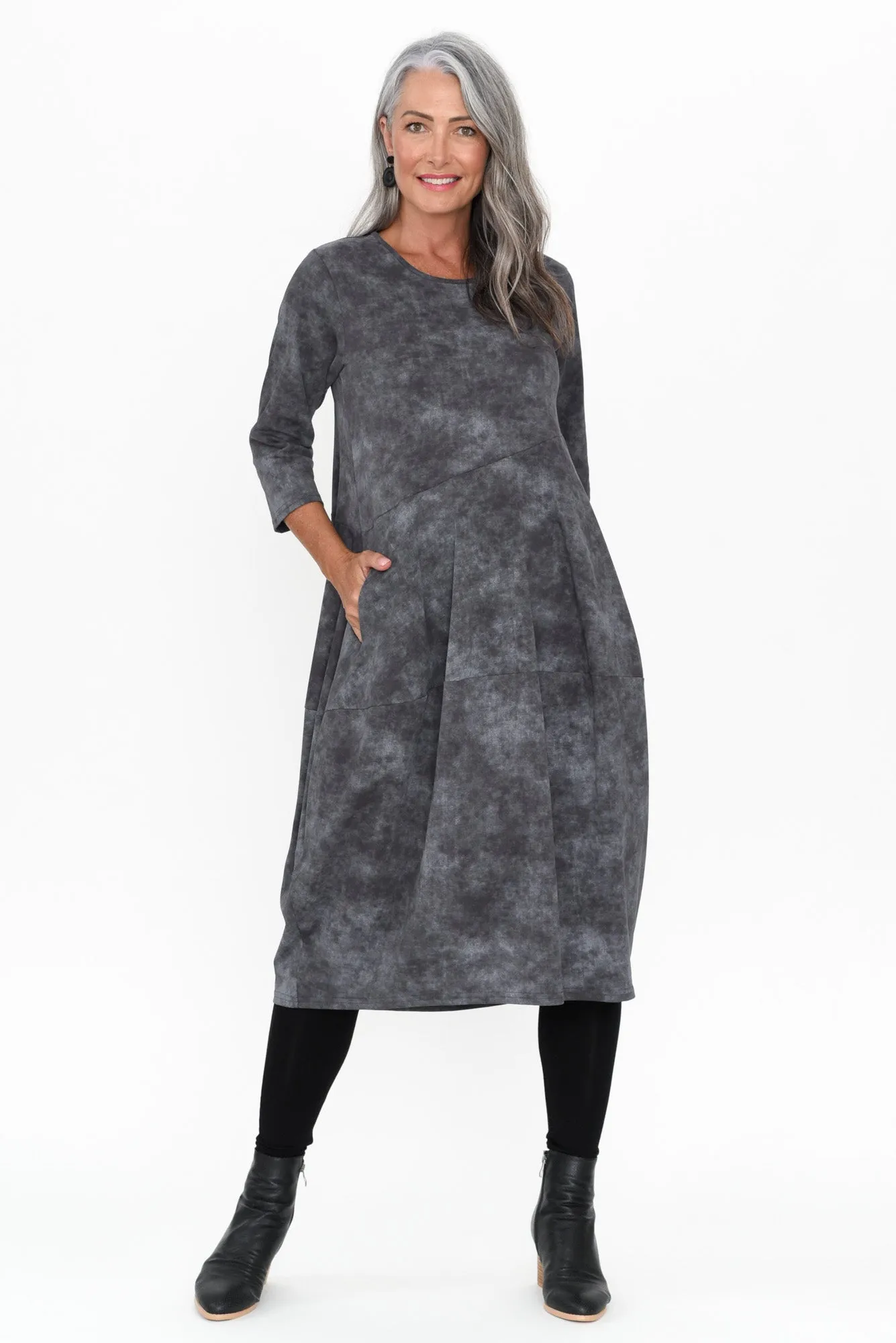 Meera Charcoal Cotton Dress sold by Blue Bungalow