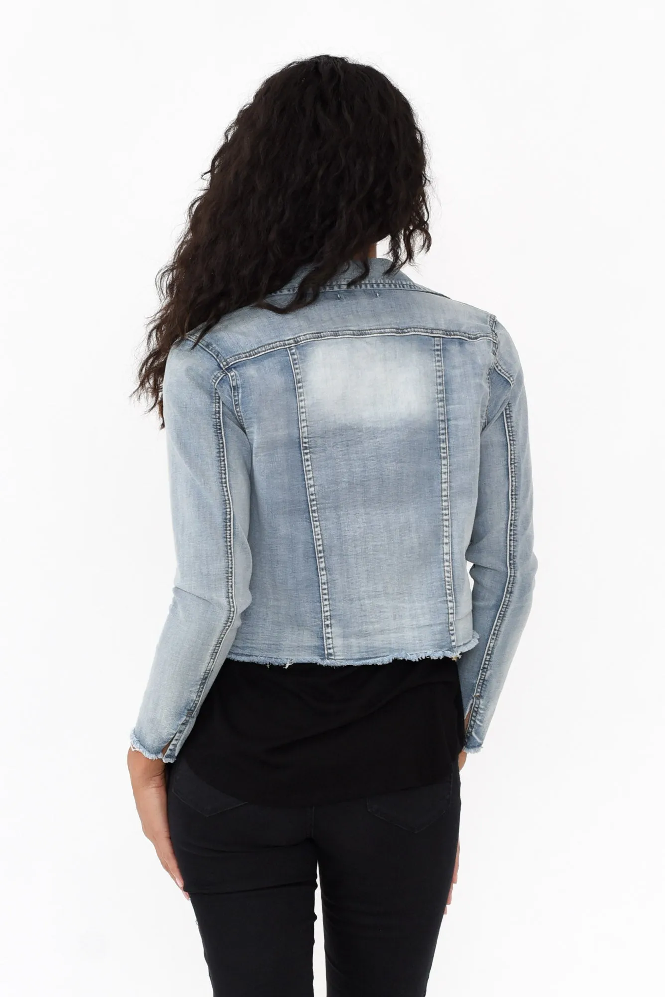Light Denim Stretch Jacket sold by Blue Bungalow product image thumbnail 4
