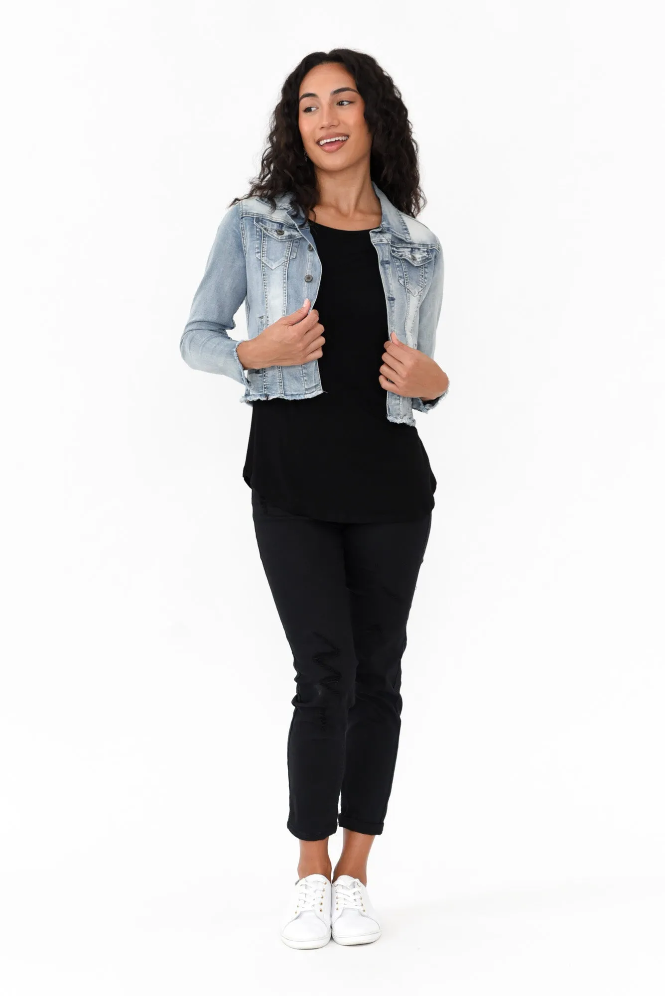 Light Denim Stretch Jacket sold by Blue Bungalow product image thumbnail 2