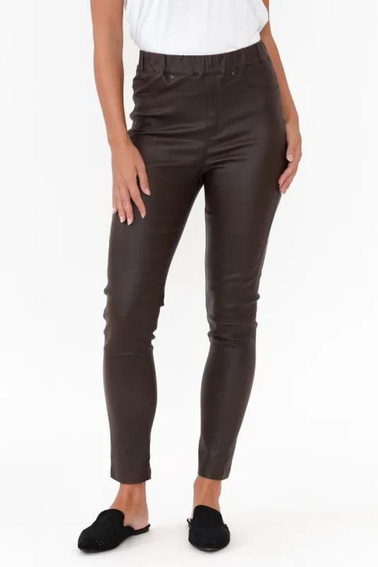 Sawyer Chocolate Wet Look Pants sold by Blue Bungalow