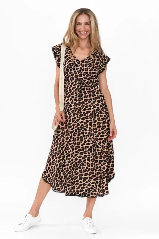 Libby Brown Leopard Midi Dress sold by Blue Bungalow