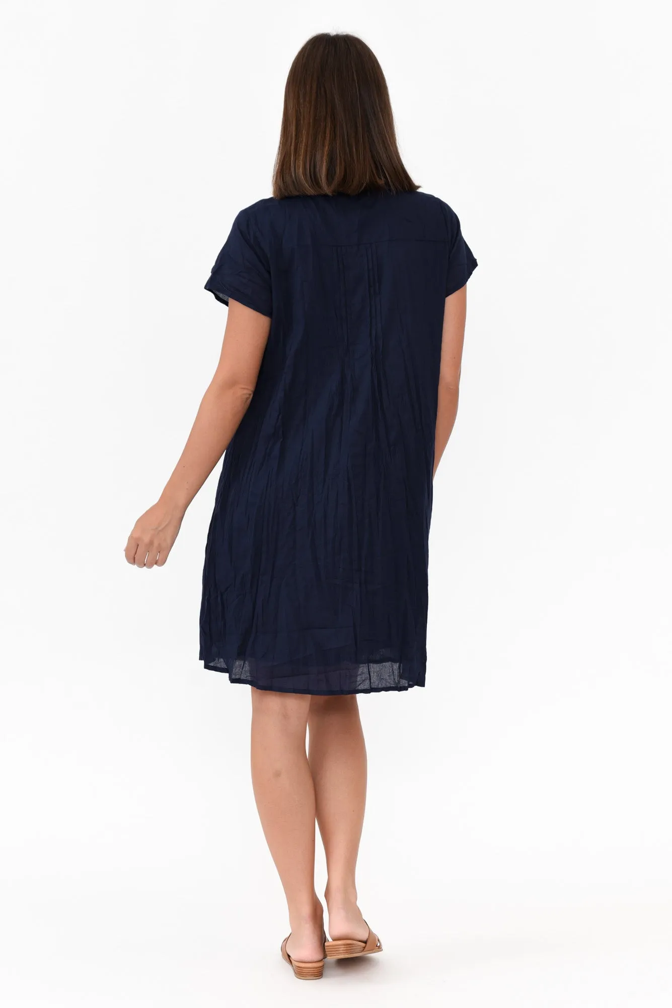 Sabina Navy Crinkle Cotton Dress sold by Blue Bungalow product image thumbnail 5